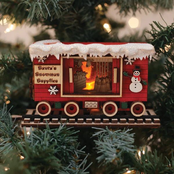 Snowman Box Car Ornament 7 Snowman Box Car Ornament