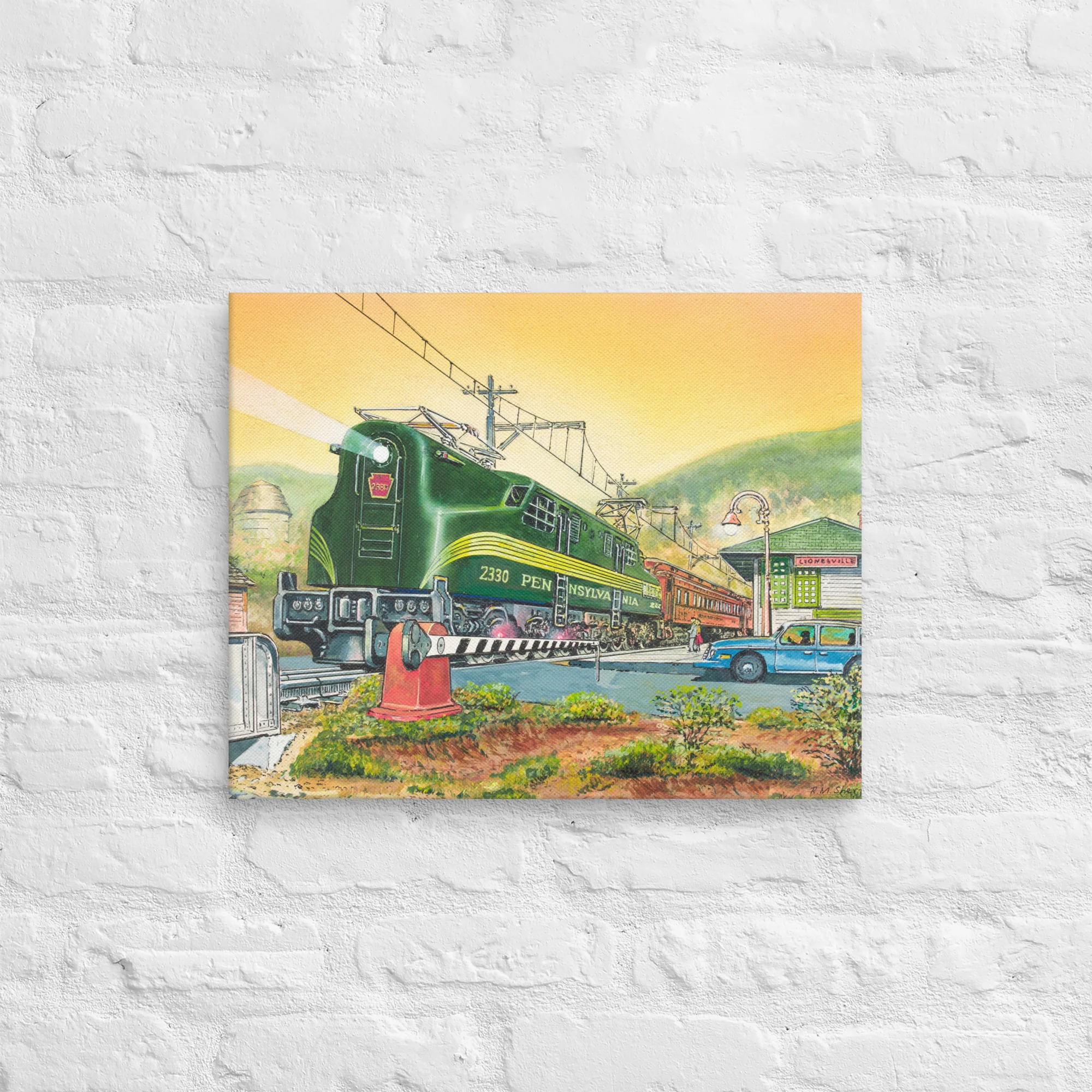 GG1 at Lionelville Station Canvas by Robert Sherman - 16"x20" 12 GG1 at Lionelville Station Canvas by Robert Sherman - 16"x20"