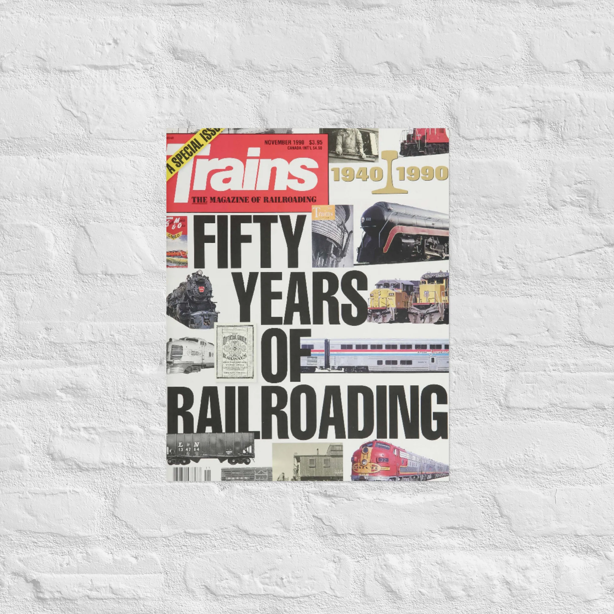 November 1990 Trains Magazine 50th Anniversary Issue Cover Print 3 November 1990 Trains Magazine 50th Anniversary Issue Cover Print