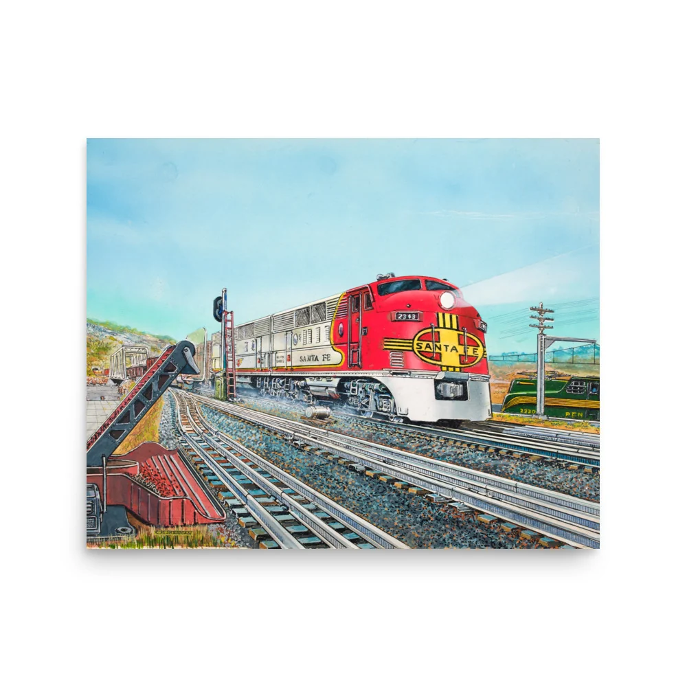 Lionel Santa Fe Warbonnet F3 Diesel Poster by Robert Sherman - 16"x20" 3 Lionel Santa Fe Warbonnet F3 Diesel Poster by Robert Sherman - 16"x20"